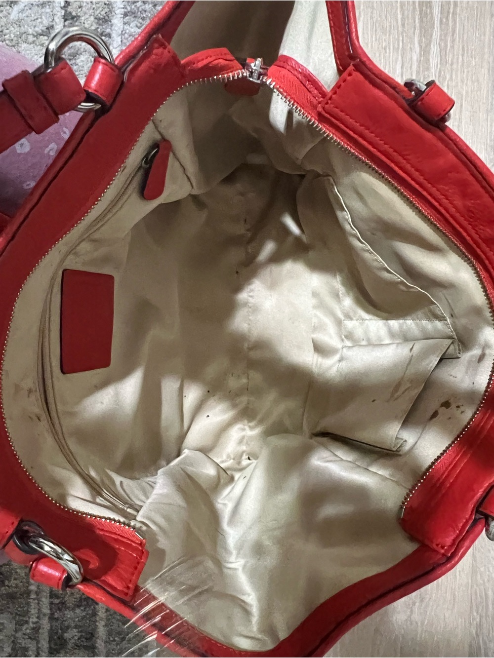Coach Vibrant Red Pebbled Leather Shoulder Bag - Picture 4 of 8